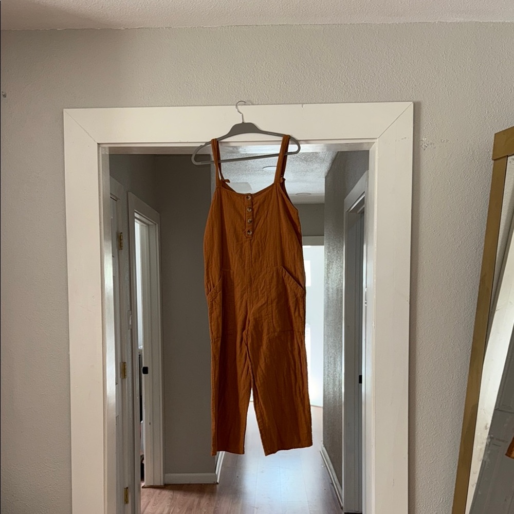 Billabong Orange Sleeveless Jumpsuit with Wide Legs
